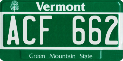 VT license plate ACF662
