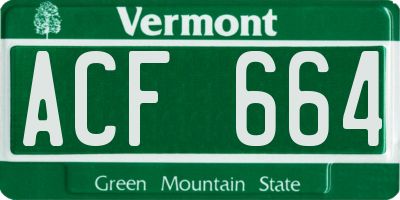 VT license plate ACF664