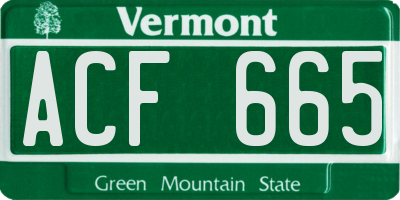 VT license plate ACF665