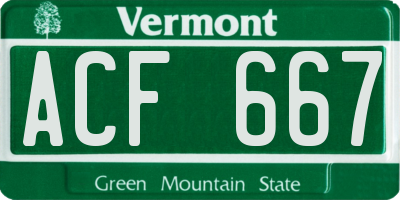 VT license plate ACF667