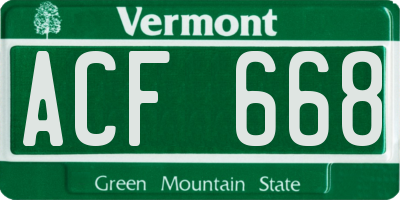 VT license plate ACF668