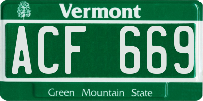 VT license plate ACF669