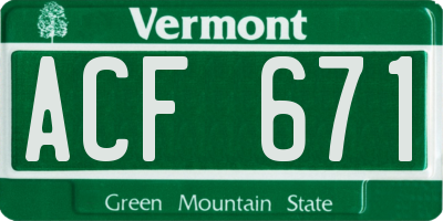 VT license plate ACF671