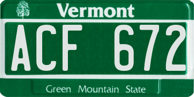 VT license plate ACF672