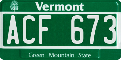 VT license plate ACF673