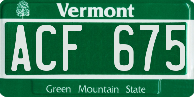 VT license plate ACF675