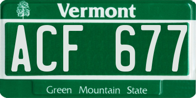 VT license plate ACF677