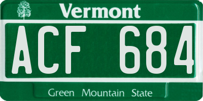 VT license plate ACF684