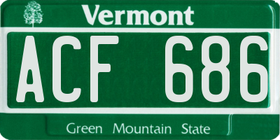 VT license plate ACF686