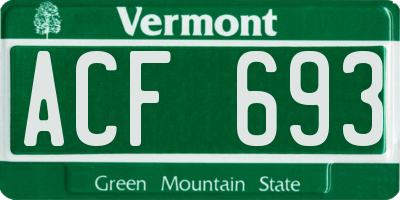 VT license plate ACF693