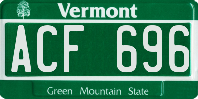 VT license plate ACF696