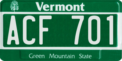 VT license plate ACF701
