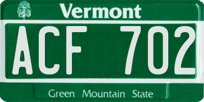 VT license plate ACF702