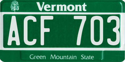 VT license plate ACF703