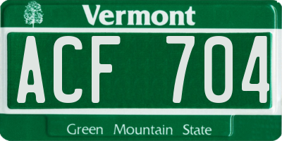 VT license plate ACF704