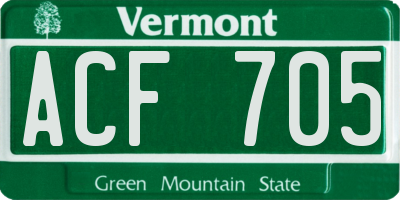 VT license plate ACF705