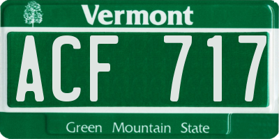 VT license plate ACF717