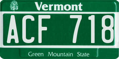VT license plate ACF718