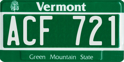 VT license plate ACF721