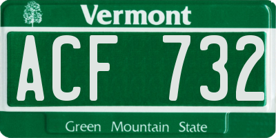 VT license plate ACF732