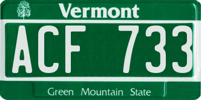 VT license plate ACF733