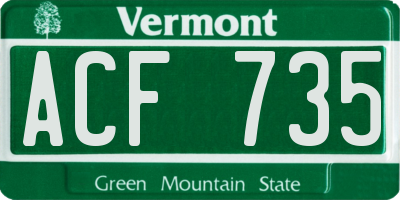 VT license plate ACF735