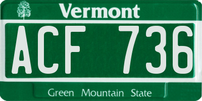 VT license plate ACF736