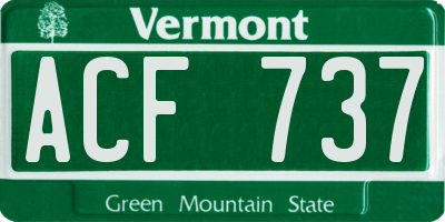 VT license plate ACF737