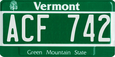 VT license plate ACF742