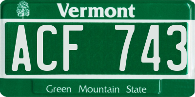 VT license plate ACF743