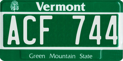 VT license plate ACF744