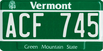 VT license plate ACF745