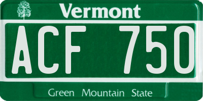VT license plate ACF750