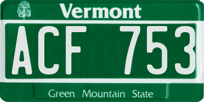 VT license plate ACF753