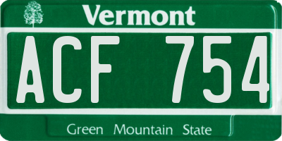 VT license plate ACF754