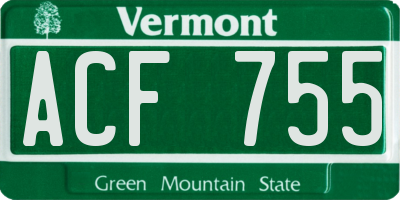VT license plate ACF755