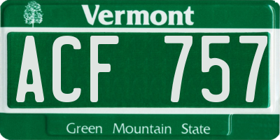 VT license plate ACF757