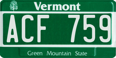 VT license plate ACF759