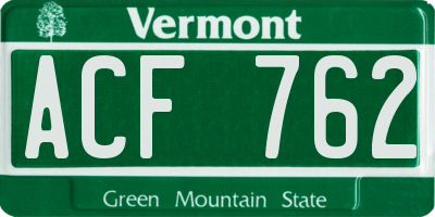 VT license plate ACF762