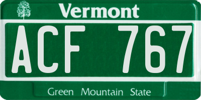 VT license plate ACF767