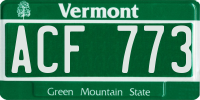 VT license plate ACF773