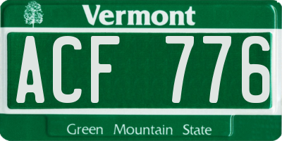VT license plate ACF776