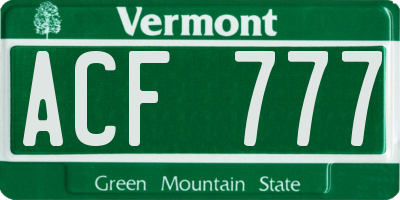 VT license plate ACF777