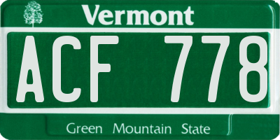 VT license plate ACF778