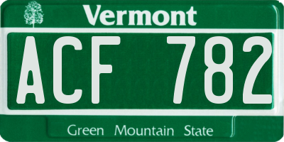 VT license plate ACF782