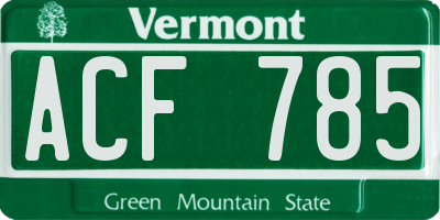 VT license plate ACF785