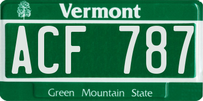 VT license plate ACF787