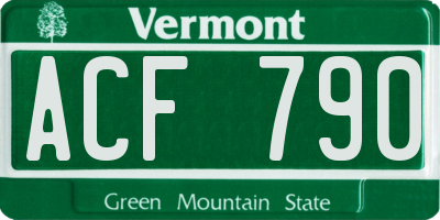 VT license plate ACF790