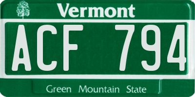 VT license plate ACF794