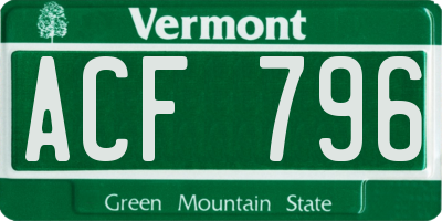 VT license plate ACF796